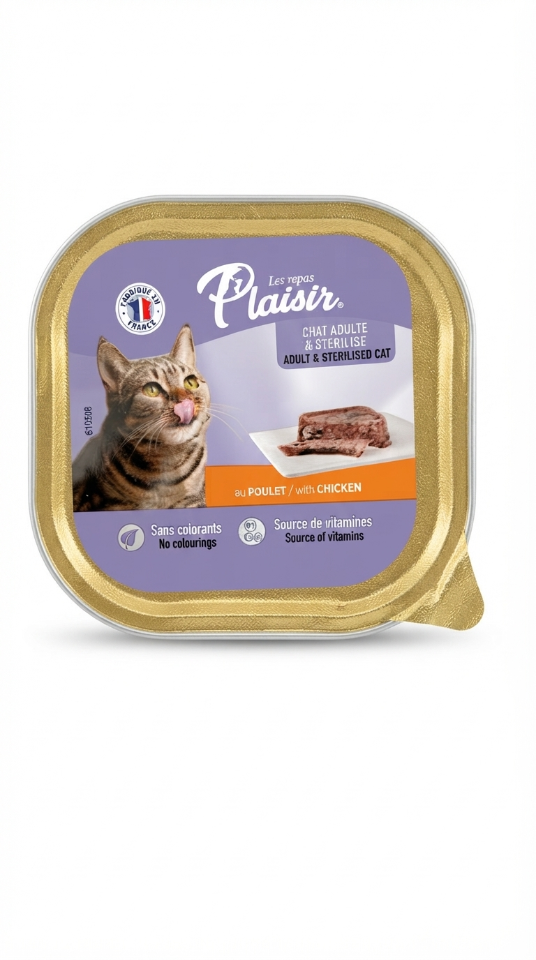 Aliment humide pour chat stérilisé en barquette Repas plaisir poulet - 100 g