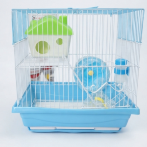 Petite cage multi-niveaux pour petits animaux – 37 × 28 × 35 cm – bleu