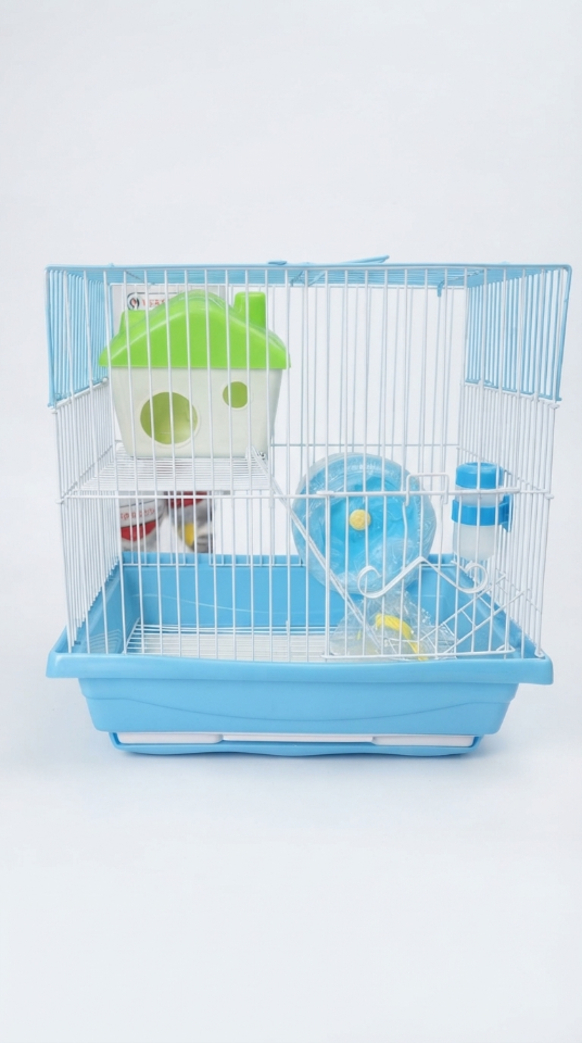Petite cage multi-niveaux pour petits animaux – 37 × 28 × 35 cm – bleu